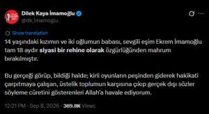 Dilan Kaya İmamoğlu x hesabından paylaşım